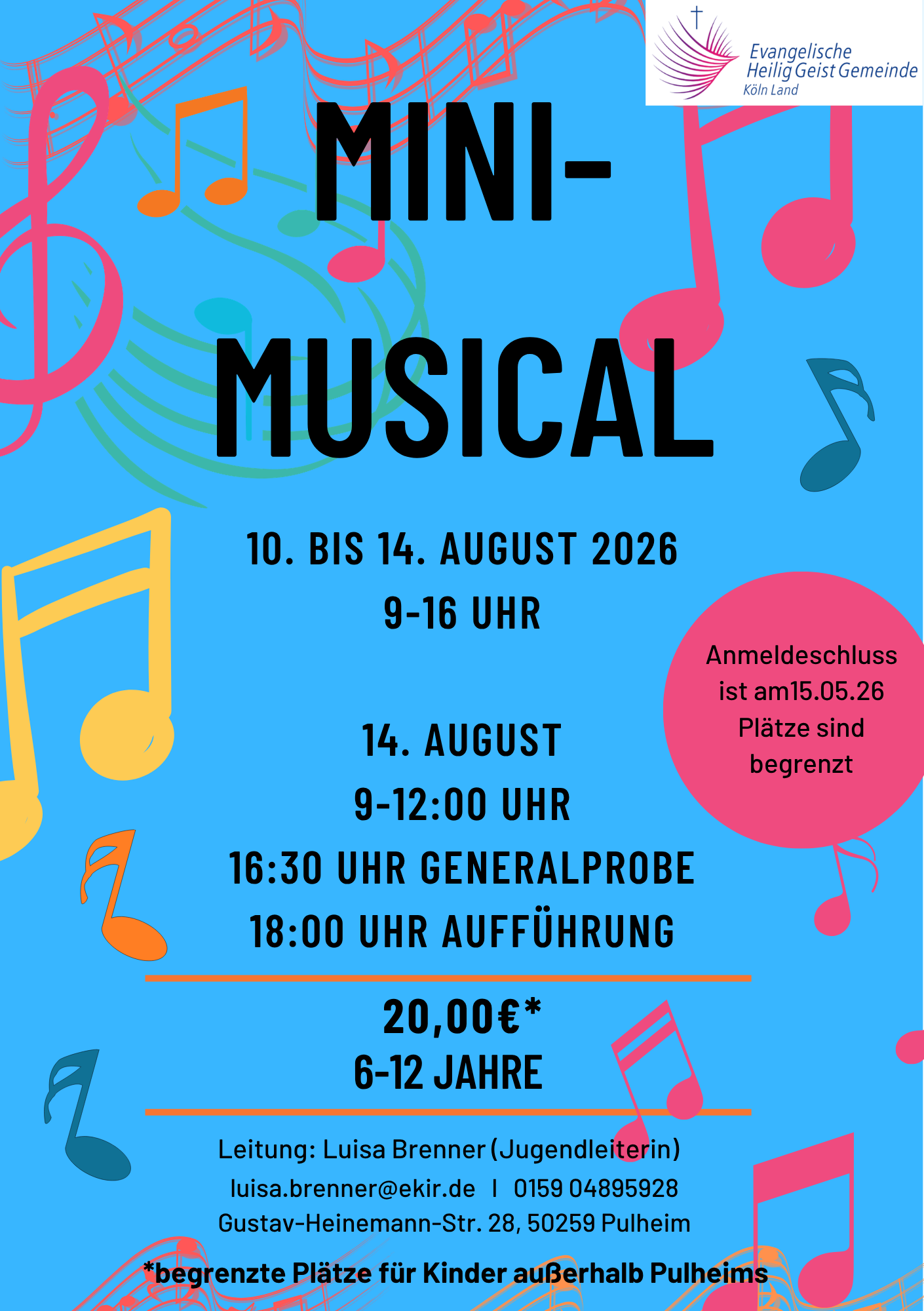 Mehr über den Artikel erfahren Mini-Musicalwoche in den Sommerferien